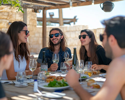 אנשים אוכלים במסעדה