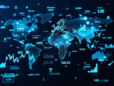 מפת העולם עם נתונים של מניות